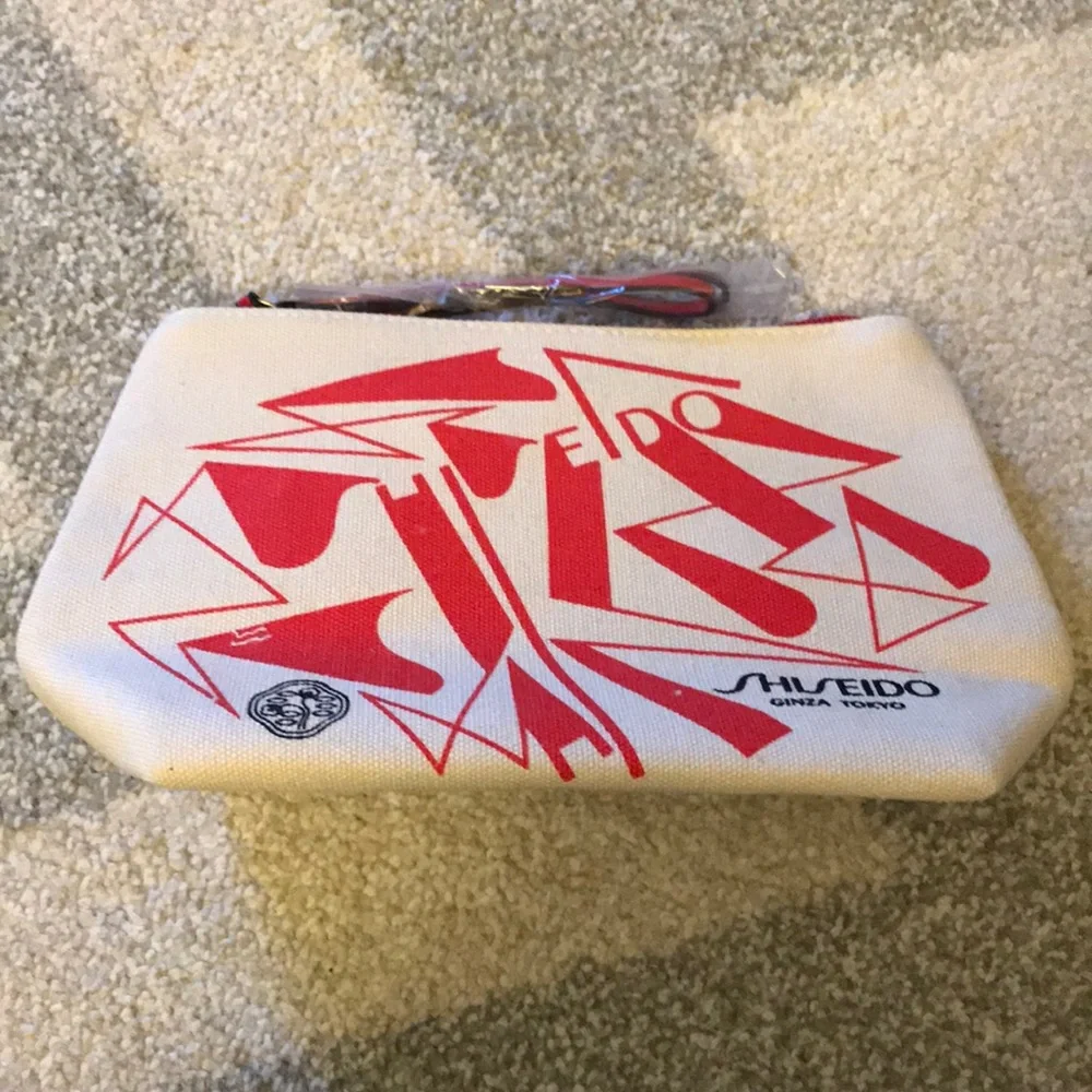 Shiseido Red and White Cosmetic Bag